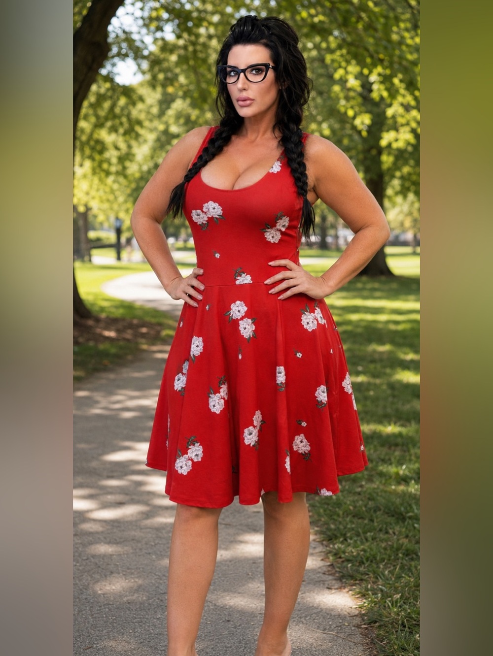 NWT-H&M Red Floral Sleeveless Fit & Flare Mini Dress - Size 12